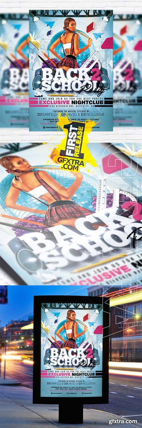 Back 2 School Party - Flyer Template + Facebook Cover