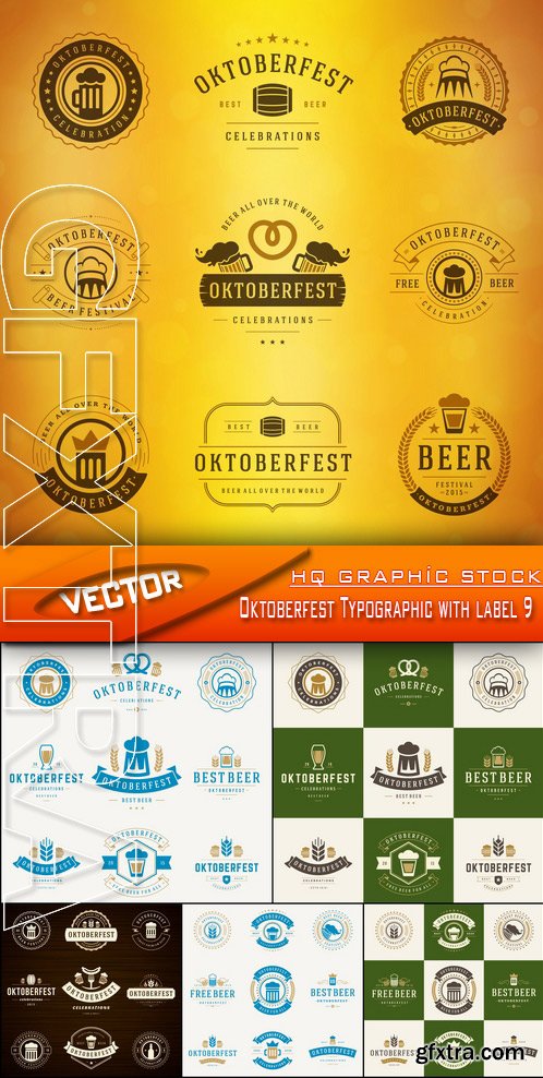 Stock Vector - Oktoberfest Typographic with label 9