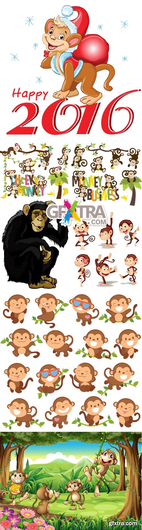 Monkey - Symbol of 2016 Year Vector