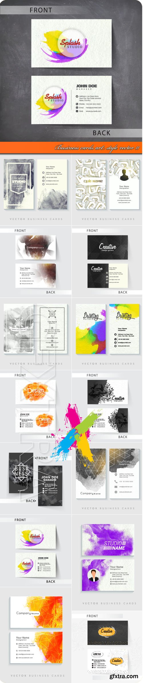 Business cards art style vector 11