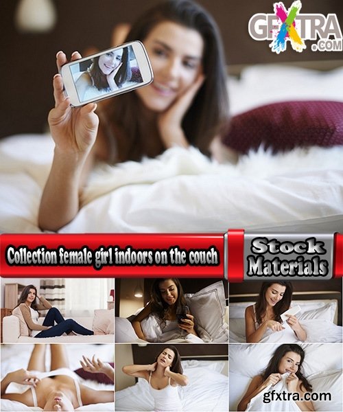 Collection female girl indoors on the couch with a laptop and phone 25 HQ Jpeg