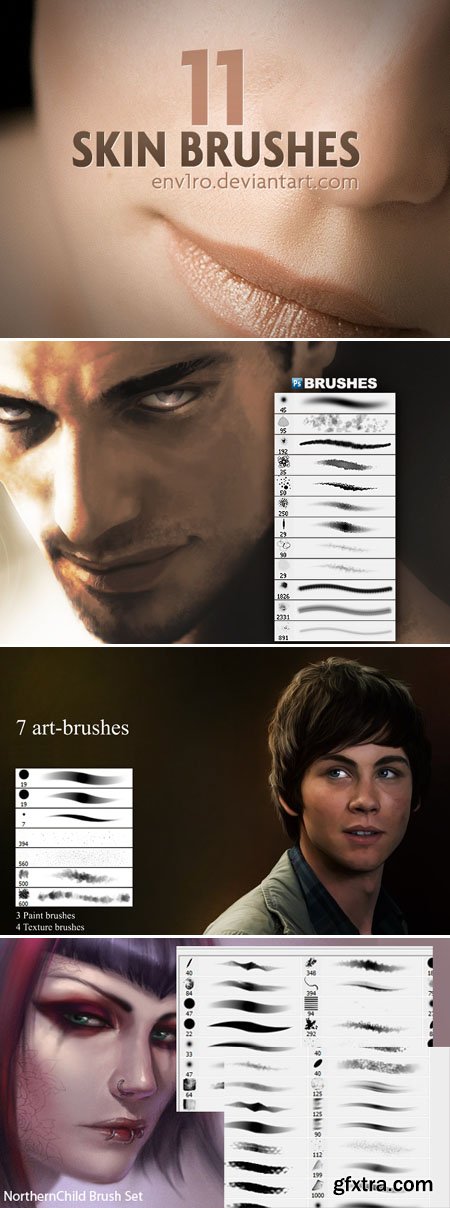 Human Skin & Art Brushes with Textures for Photoshop
