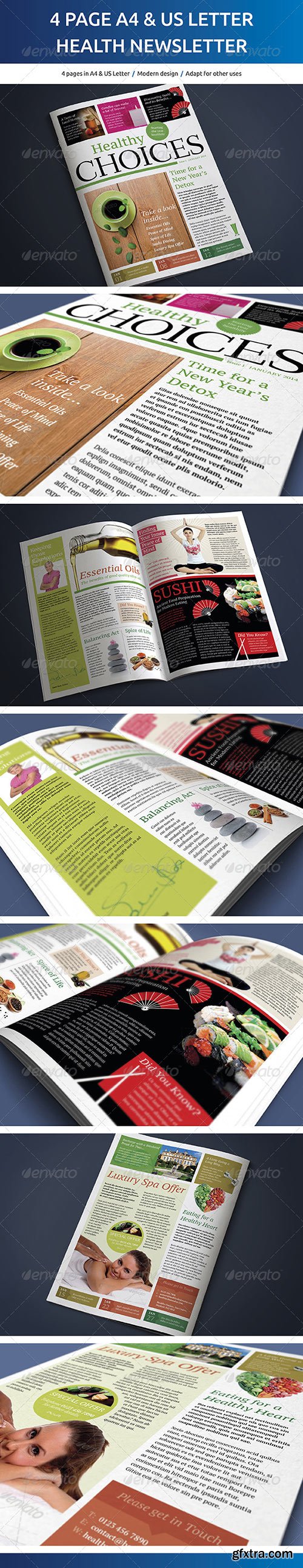 GraphicRiver - 4 Page A4 and US Letter Healthy Living Newsletter