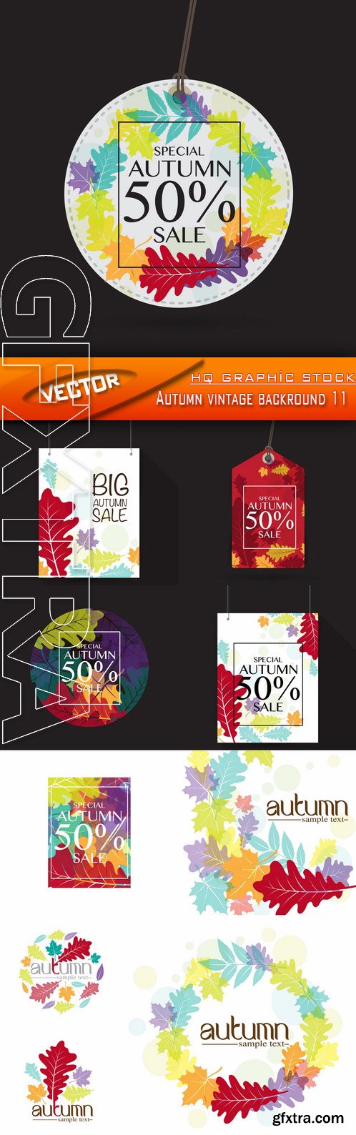 Stock Vector - Autumn vintage backround 11