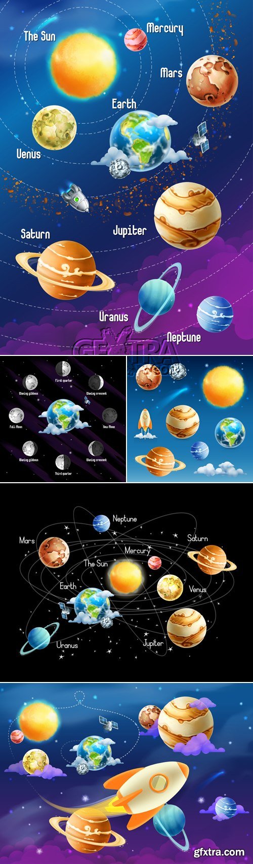 Earth & Planets Vector