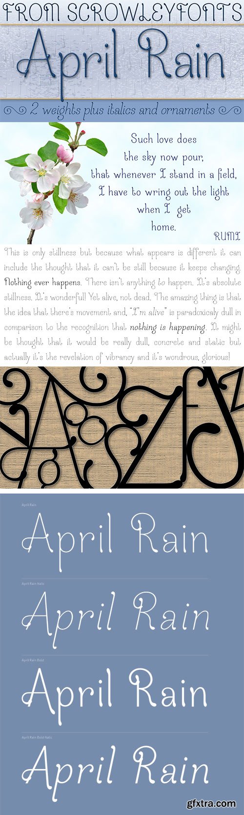 April Rain - A Delicate, Elegant Font with Teardrop Line Endings