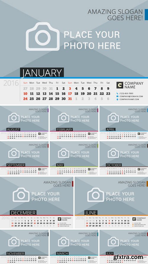 Stock Vectors - Desk Calendar For 2016 11 Year. vector design print template with place for photo