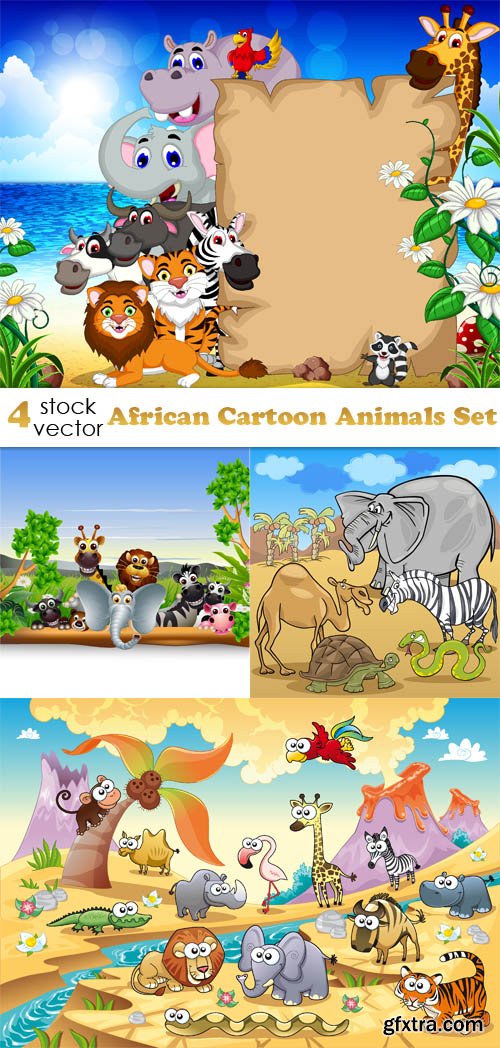 Vectors - African Cartoon Animals Set