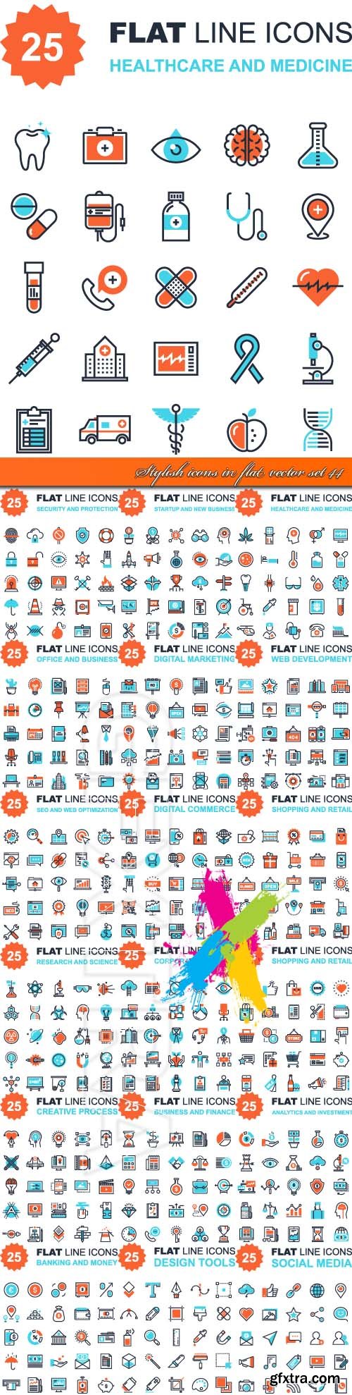Stylish icons in flat vector set 44