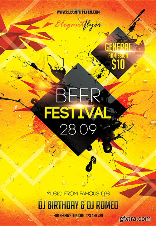 Beer Festival Flyer PSD Template + Facebook Cover