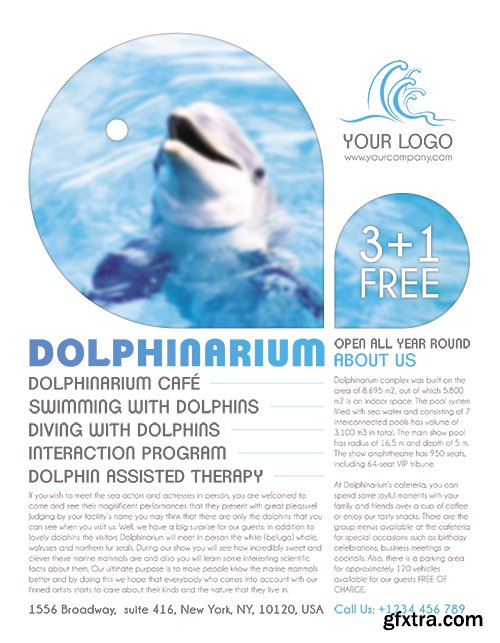 Dolphinarium Flyer PSD Template + Facebook Cover