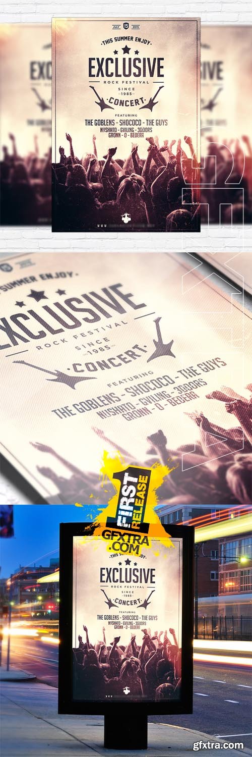 Rock Concert – Flyer Template + Facebook Cover