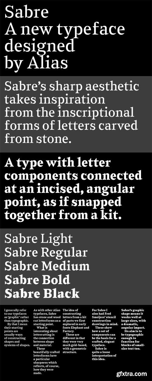 Sabre - Stone & Wood Cut Letterforms 5xOTF $180 NEW!