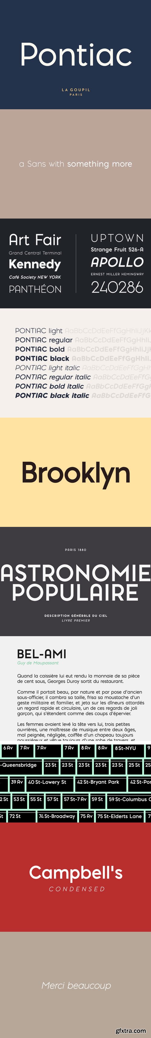 Pontiac - Functional Geometric Font but Warm, Human, Distinctive & French 8xOTF $59