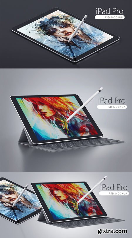 iPad Pro with Smart Keyboard PSD Mockup