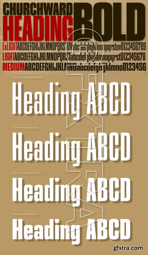 Churchward Heading - Exciting Impact Typeface 4xOTF $90