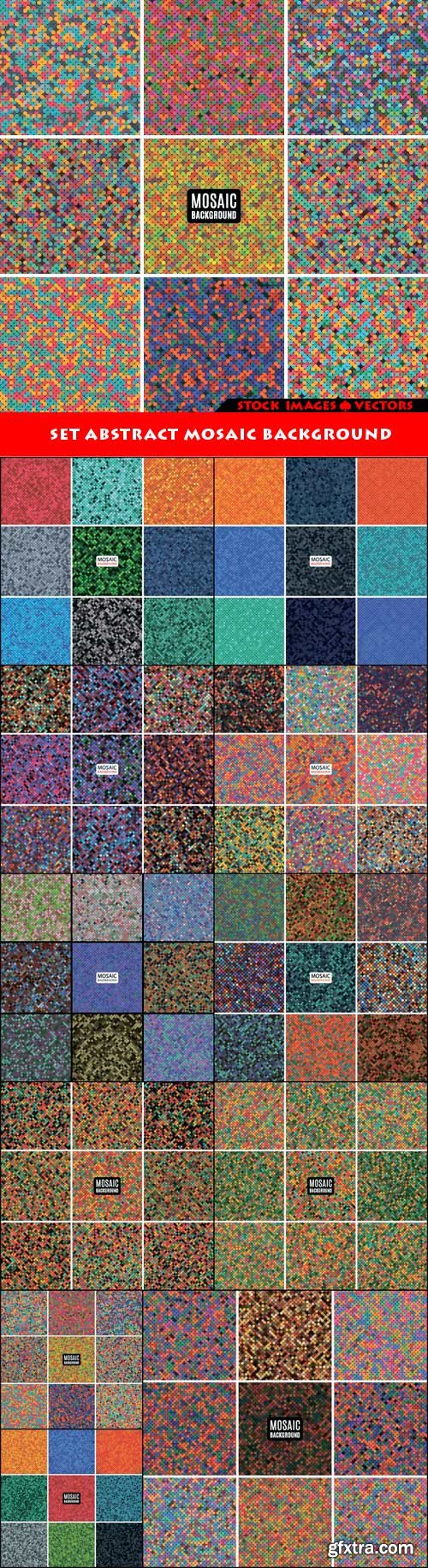 Set abstract mosaic background 11x EPS