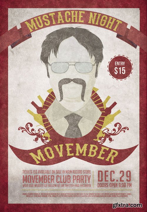 Movember Mustache Night - Club Flyer PSD Template
