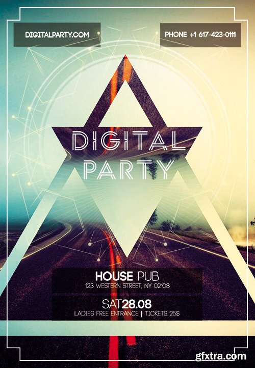 Digital Party Flyer PSD Template + Facebook Cover