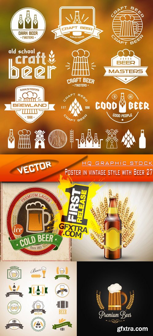 Stock Vector - Poster in vintage style with Beer 27