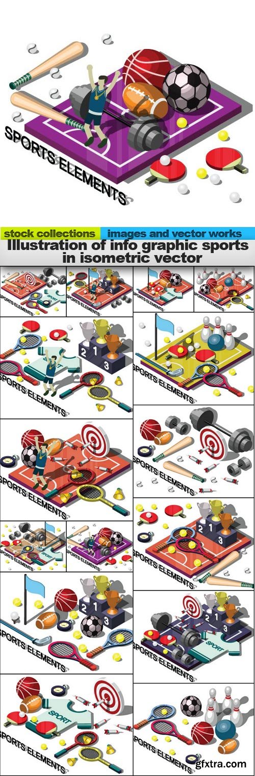 Illustration of info graphic sports in isometric vector, 15 x EPS