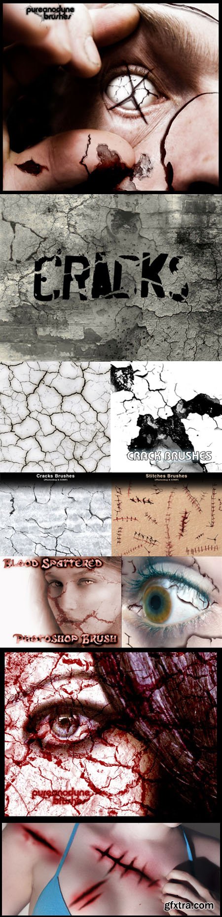 Cracks, Decay, Stitches and Sutures Brushes for Photoshop