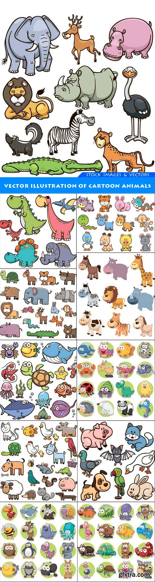 Vector Illustration of Cartoon animals 11X EPS