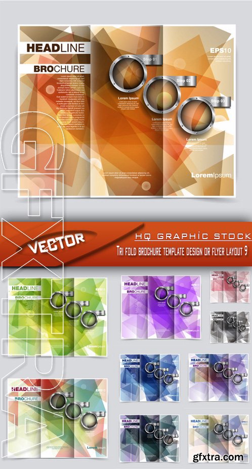 Stock Vector - Tri fold brochure template design or flyer layout 9