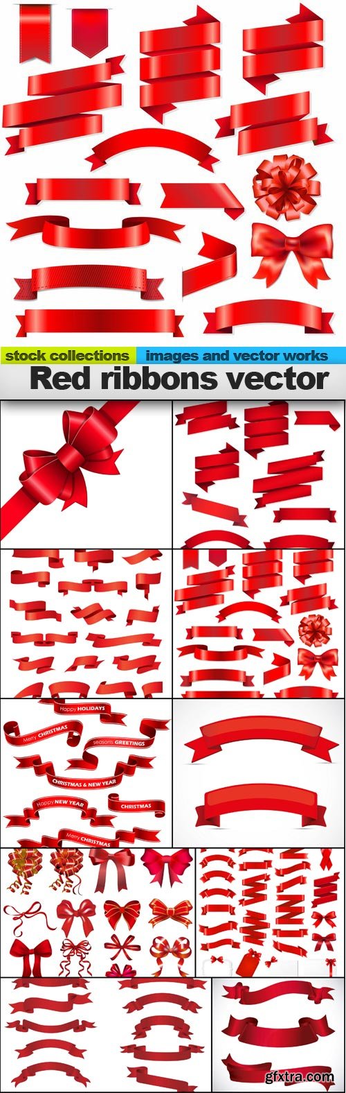 Red ribbons vector, 10 x EPS