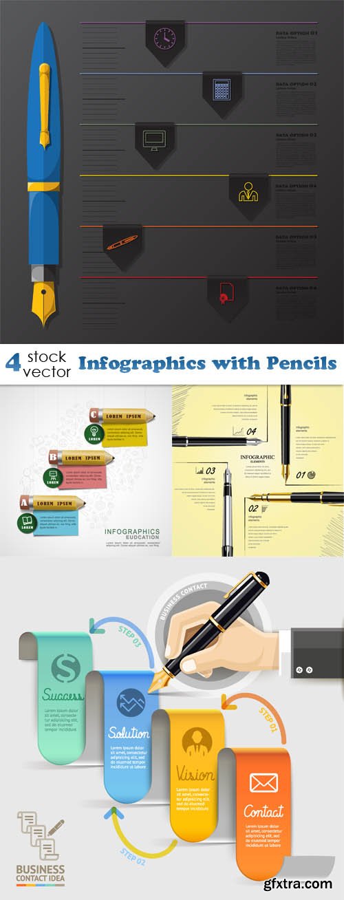 Vectors - Infographics with Pencils