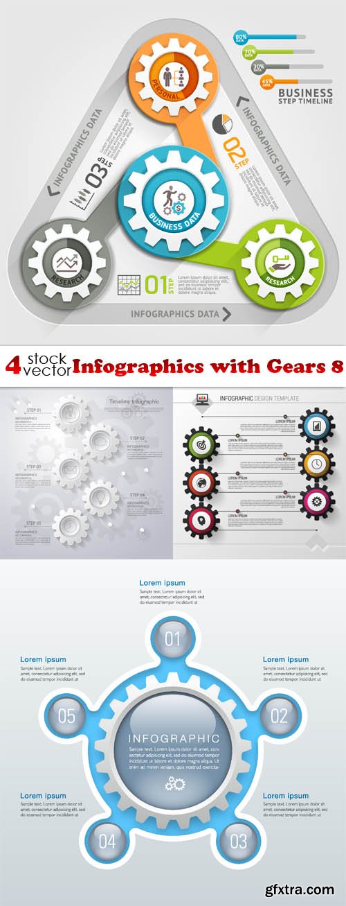 Vectors - Infographics with Gears 8
