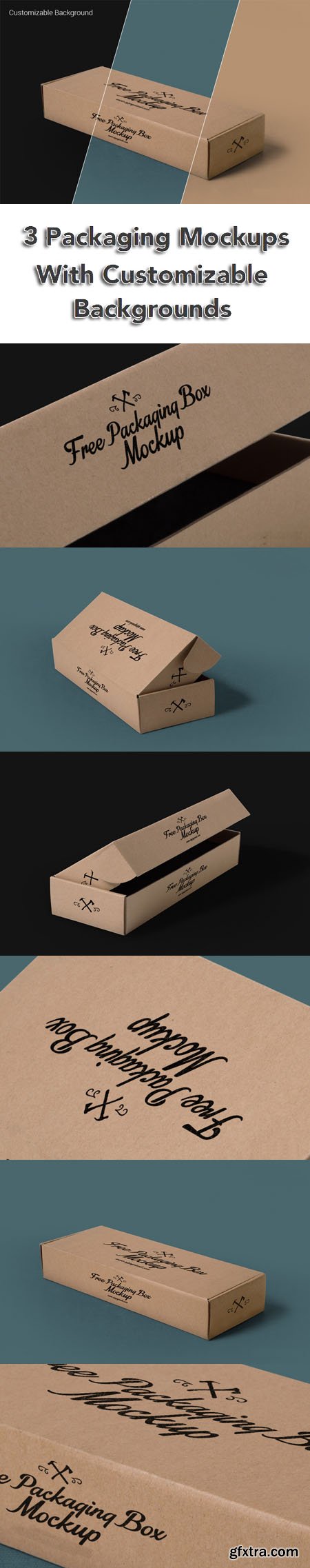 3 Packaging PSD Mockups With Customizable Backgrounds