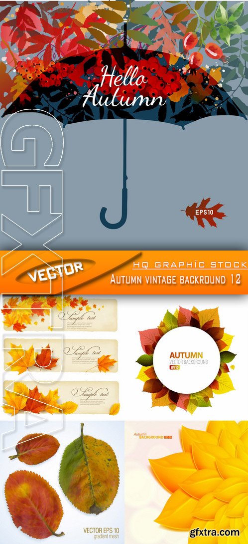 Stock Vector - Autumn vintage backround 12