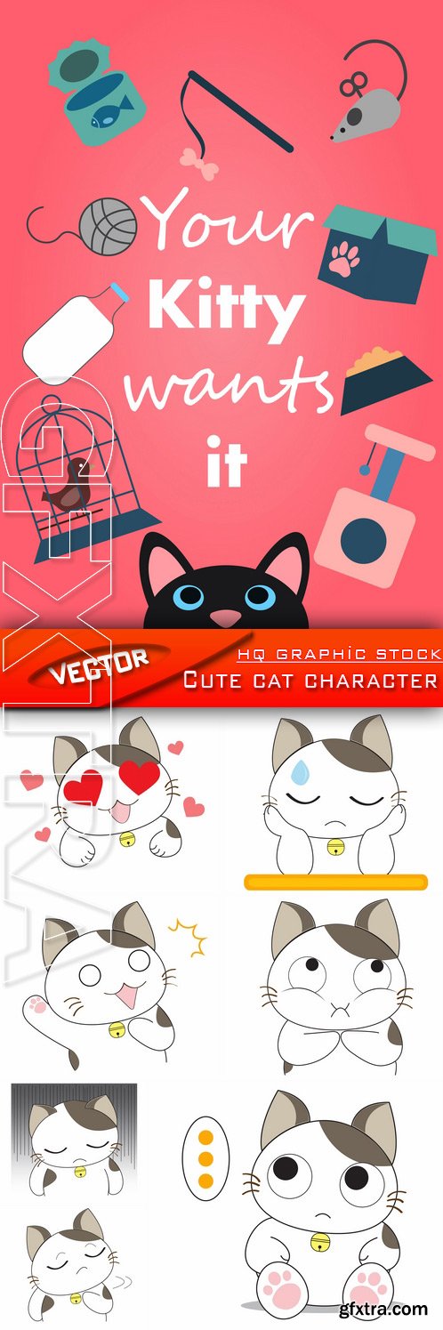 Stock Vector - Cute cat character