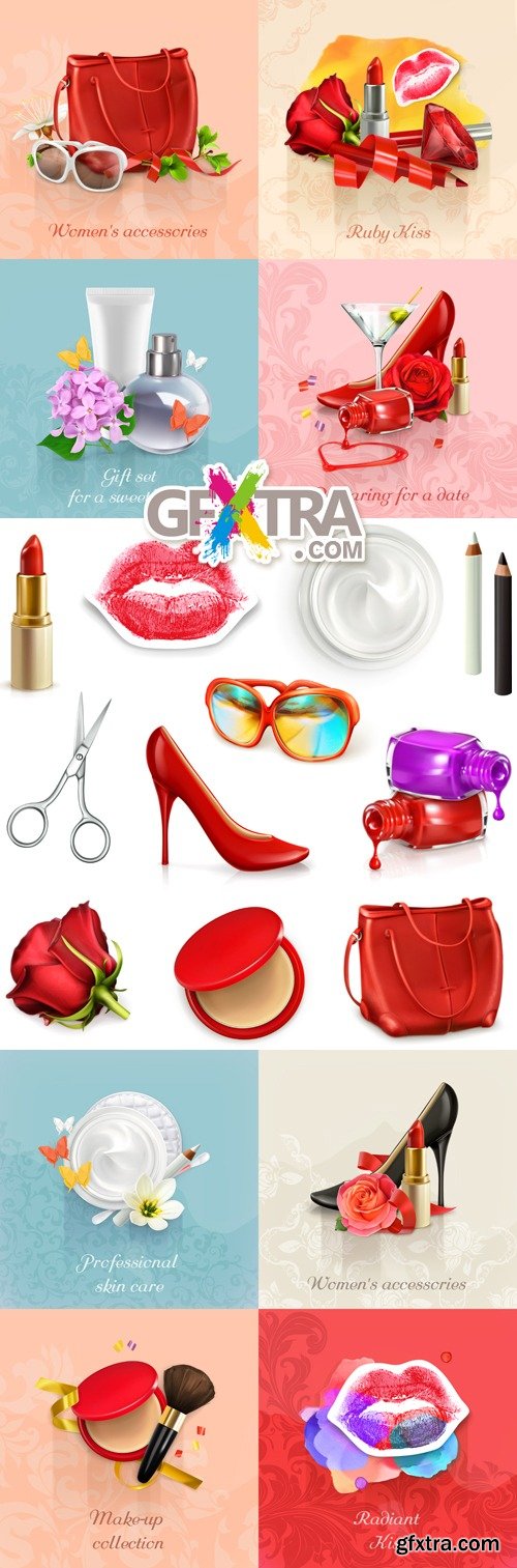 Beauty & Cosmetics Icons Vector
