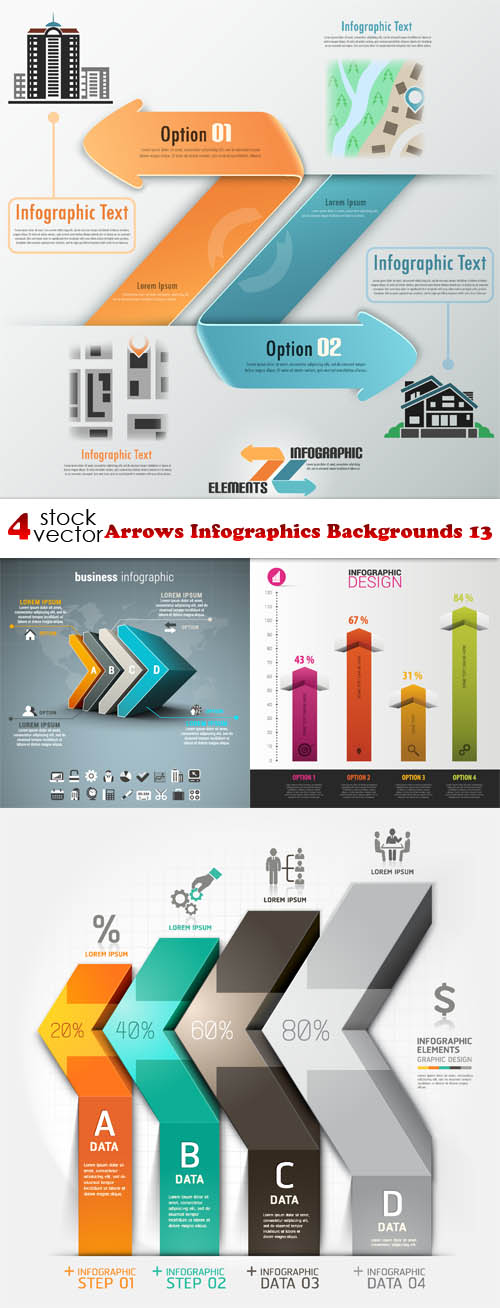 Vectors - Arrows Infographics Backgrounds 13