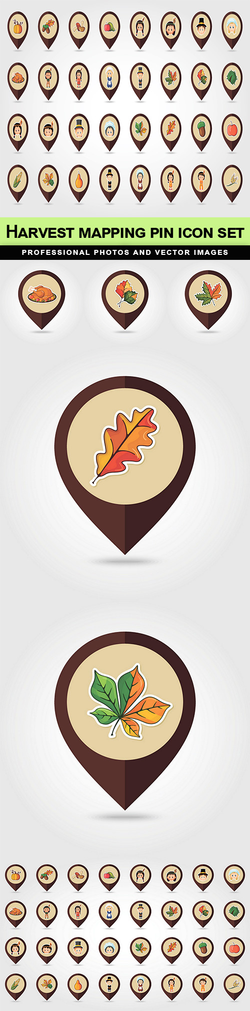 Harvest mapping pin icon set - 6 EPS