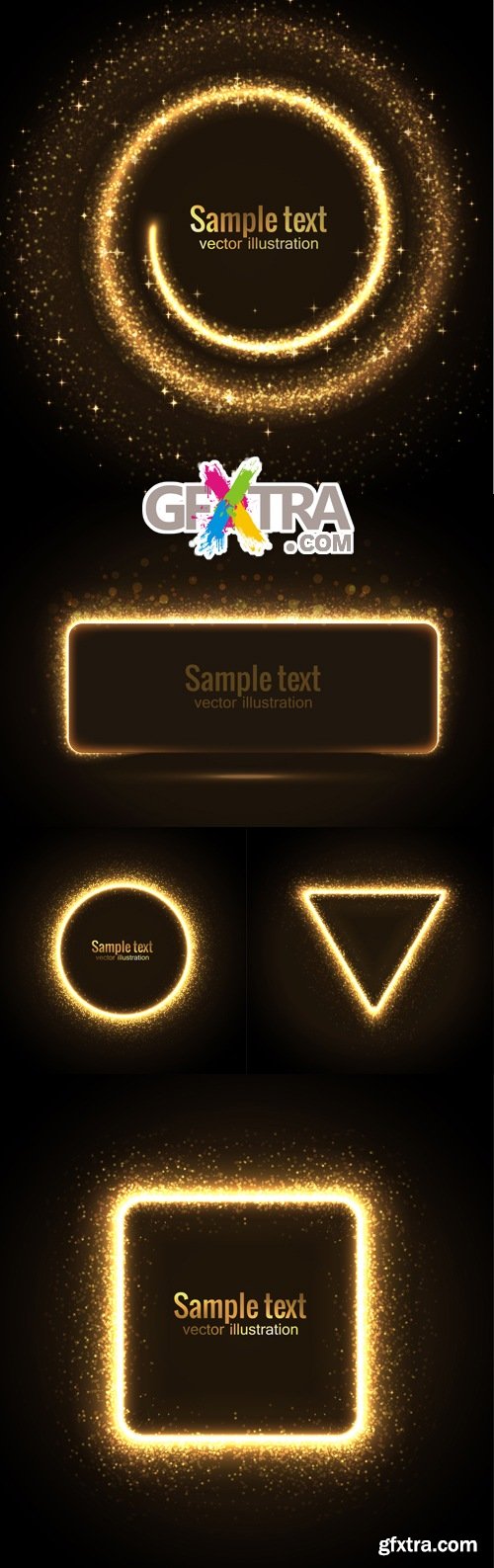 Gold Glittering Stars Banners Vector