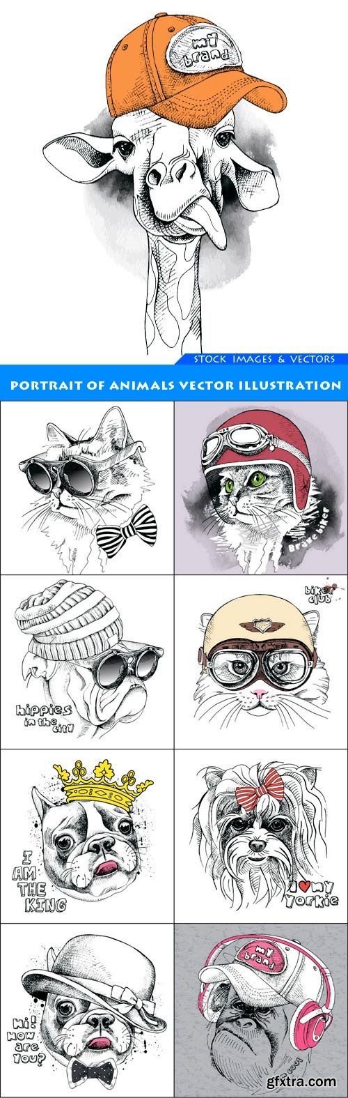 Portrait of animals vector illustration 9X EPS