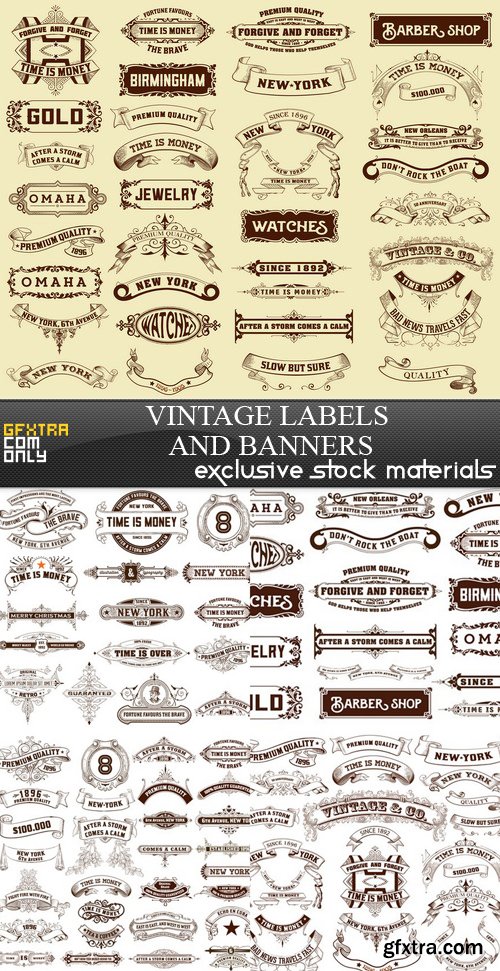 Vintage Labels and Banners - 5xEPS