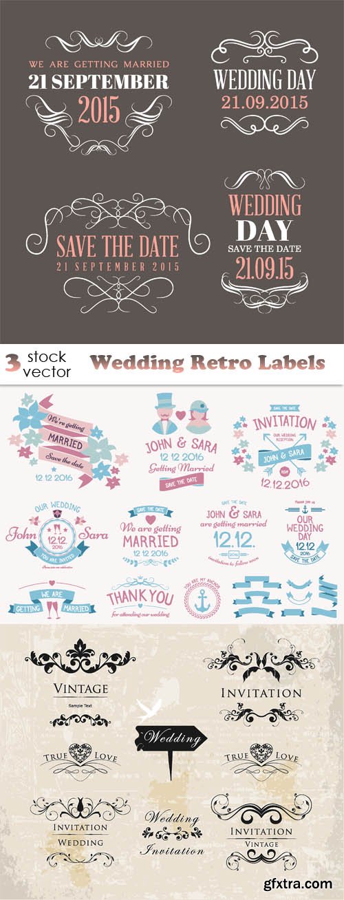Vectors - Wedding Retro Labels