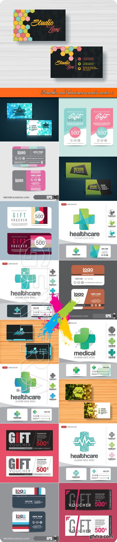 Voucher and business cards vector 3