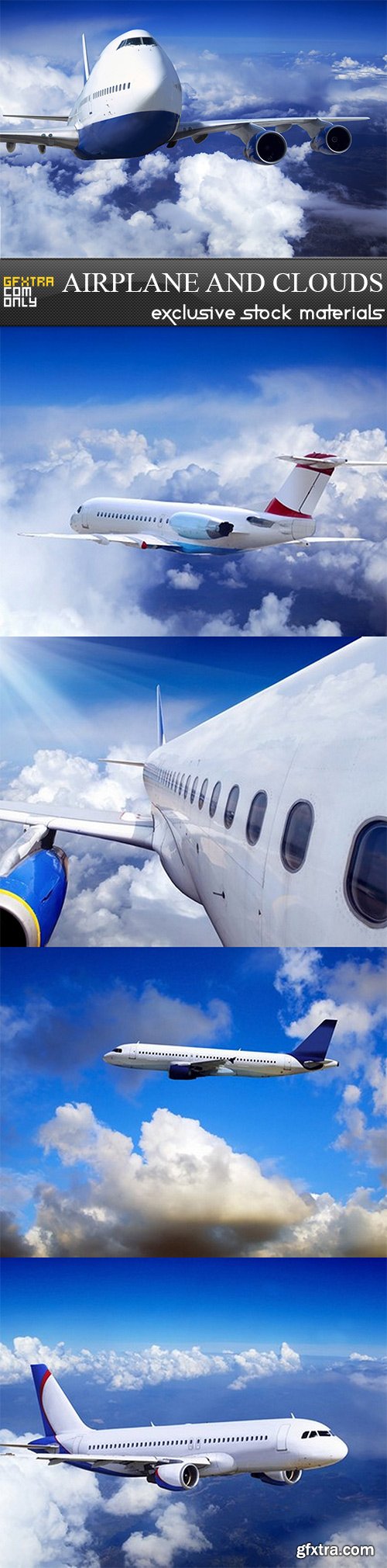 Airplane and Clouds - 5 UHQ JPEG