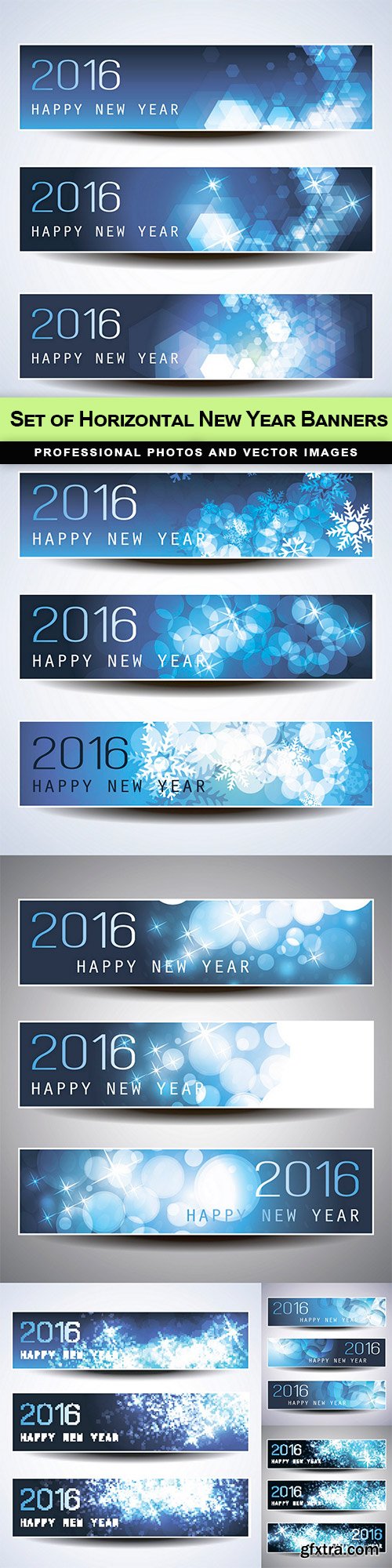 Set of Horizontal New Year Banners - 6 EPS