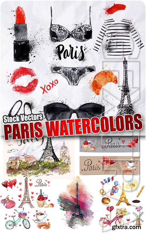 Paris watercolors - Stock Vectors