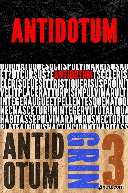 Antidotum - Hand-Made Grunge Stamp Font OTF $20