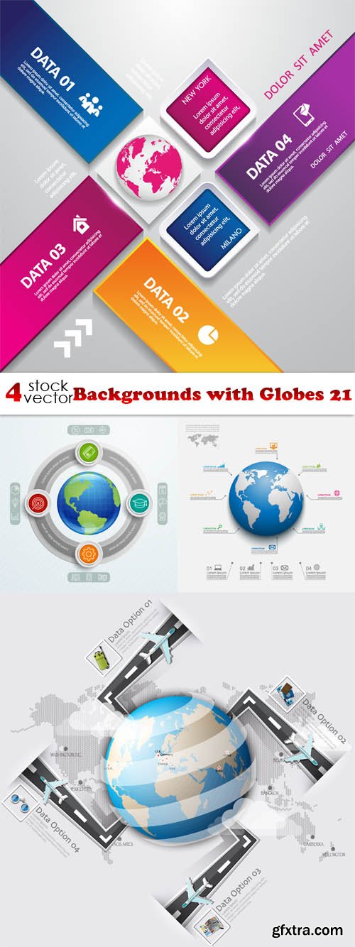 Vectors - Backgrounds with Globes 21