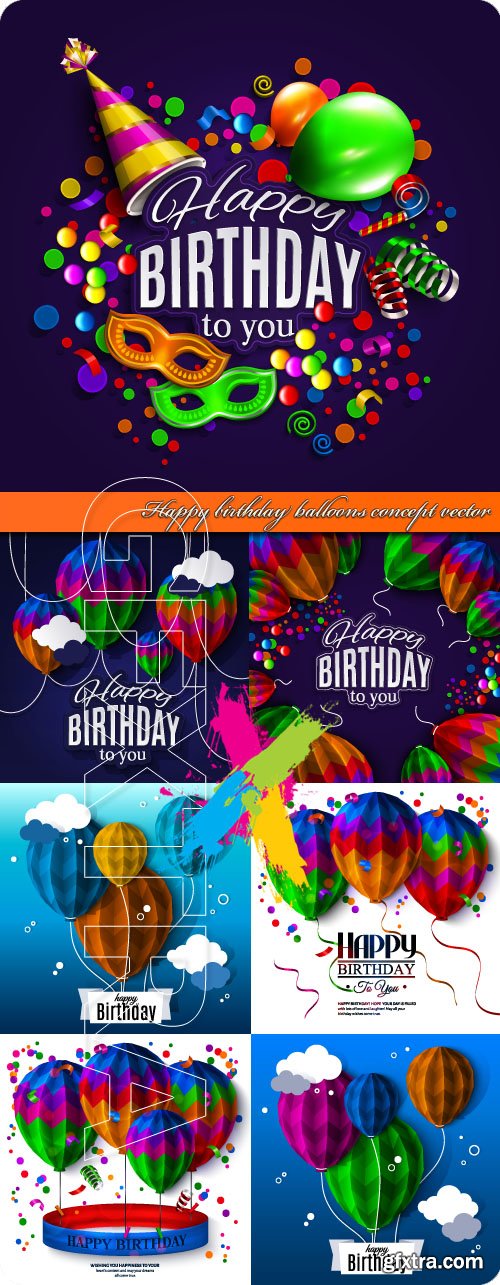 Happy birthday balloons concept vector