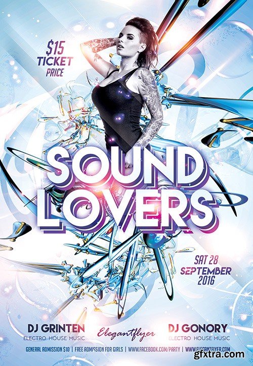 Sound Lovers Flyer PSD Template + Facebook Cover