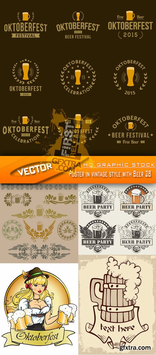 Stock Vector - Poster in vintage style with Beer 28